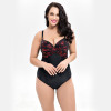 Siamese Women Triangle Cross Print Large Size Swimsuit