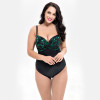 Siamese Women Triangle Cross Print Large Size Swimsuit
