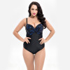 Siamese Women Triangle Cross Print Large Size Swimsuit