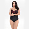 Siamese Women Triangle Cross Print Large Size Swimsuit