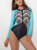 Blue Sexy Swimsuit Hot Spring Long-sleeved Thin Surf Diving Suit Swimsuit