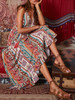 Vintage Boho Ptinted V Neck Spaghetti Strap Sleeveless Falbala Maxi Dress