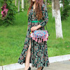 National Style Embroidery Canvas Tassel Shoulder bag