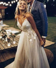 Simple Spaghetti Straps Tulle Sleeveless Appliques Wedding Dresses W358