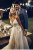 Simple Spaghetti Straps Tulle Sleeveless Appliques Wedding Dresses W358
