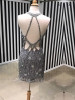 Silver Beading Rhinestone Open Back Sheath Homecoming Dresses,HD0041