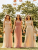 Blush Pink Chiffon Bridesmaid Dresses Sweetheart A-line V-neck Sleeveless Wedding Party Dress Elegant for Women