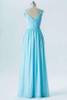 Pastel Blue A Line Floor Length Sweetheart Sleeveless Open Back Bridesmaid Dresses B139