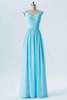 Pastel Blue A Line Floor Length Sweetheart Sleeveless Open Back Bridesmaid Dresses B139