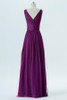 Vintage Violet A Line Floor Length V Neck Sleeveless Chiffon Bridesmaid Dresses B147