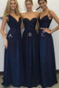 Navy Blue A Line Floor Length Sleeveless Bridesmaid Dresses B199
