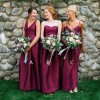 V Neck Sleeveless Burgundy Floor Length Bridesmaid Dress B450