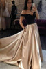 Elegant Off Shoulder Sweetheart Satin Long Prom Dress P867