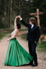 Simple Halter With Beaded Sleeveless Green A Line Floor Length Prom Dress P819