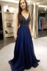 Chic Deep V Neck Open Back A Line With Beading Prom Dress P675