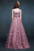 A Line Floor Length Scoop Neck Sleeveless Lace Up Appliques Beading Prom Dress,Evening Dress P92