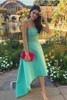 Green A Line Asymmetrical Straight Sleeveless Prom Dress,Formal Dress P137
