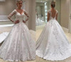 Elegant Long Sleeves Sweetheart Ball Gown Lace Wedding Dress W529