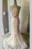 Trumpet Court Train Sheer Neck Sleeveless Appliques Wedding Gown,Wedding Dress W174