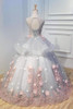 Ball Gown Floor Length Scoop Neck Sleeveless Appliques Lace Up Long Prom Dress,Wedding Dress P218