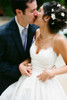 White A Line Brush Train Sweetheart Sleeveless Lace Satin Wedding Dress,Beach Wedding Dress W220
