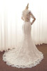 White Mermaid Court Train Long Sleeve Applique Wedding Dress,Perfect Wedding Dress W264