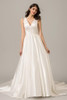 White A Line Court Train Deep V Neck Sleeveless Wedding Dress,Perfect Wedding Gowns W282