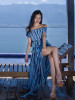 Sexy Flat Shoulder Spliting Maxi Bohemia Beach Dress