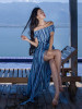 Sexy Flat Shoulder Spliting Maxi Bohemia Beach Dress