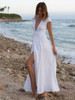 Bohemia Waisted Split-side Deep V-neck Maxi Dress