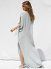 Solid Color V-neck Split-side Maxi Dress