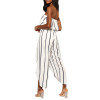 Stripe Off Shoulder High Waist Split Leg Jumpsuit Rompers