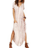 Summer Printed V-Neck Short Sleeve Beach Long Dress