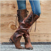 Vintage Chunky Heels Luce-up Knee High Boots