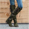 Vintage Chunky Heels Luce-up Knee High Boots