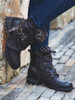 Women Rivet Square Heel Boots