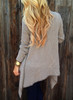Women s Long Sleeve Draped Open Front Asymmetrical Knitted Cardigan