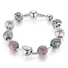 Antique Silver Charm Love and Flower Beads Bracelet Bangle Women Wedding Jewelry Antique Silver Charm Love and Flower Beads Bracelet Bangle Women Wedding Jewelry