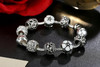 Antique Silver Charm Love and Flower Beads Bracelet Bangle Women Wedding Jewelry Antique Silver Charm Love and Flower Beads Bracelet Bangle Women Wedding Jewelry