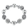 Antique Silver Charm Love and Flower Beads Bracelet Bangle Women Wedding Jewelry Antique Silver Charm Love and Flower Beads Bracelet Bangle Women Wedding Jewelry