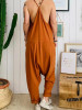 Casual Plus Size Pocket Spaghetti-neck Jumpsuits Bottoms