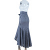 Vintage Irregular Ruffle Blue Striped High Waist Bow Tie Long Skirt