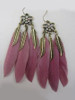 Vintage Metal Handmade Feather Dangle Earrings