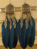 Vintage Metal Handmade Feather Dangle Earrings