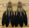 Vintage Metal Handmade Feather Dangle Earrings