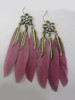 Vintage Metal Handmade Feather Dangle Earrings