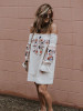 Sexy Print Off-the-shoulder Flared Sleeves Mini Dress