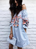 Sexy Print Off-the-shoulder Flared Sleeves Mini Dress