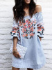 Sexy Print Off-the-shoulder Flared Sleeves Mini Dress