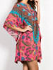 Paisley Print Handkerchief-Hem Open Neckline Batwing Sleeves Short Dress